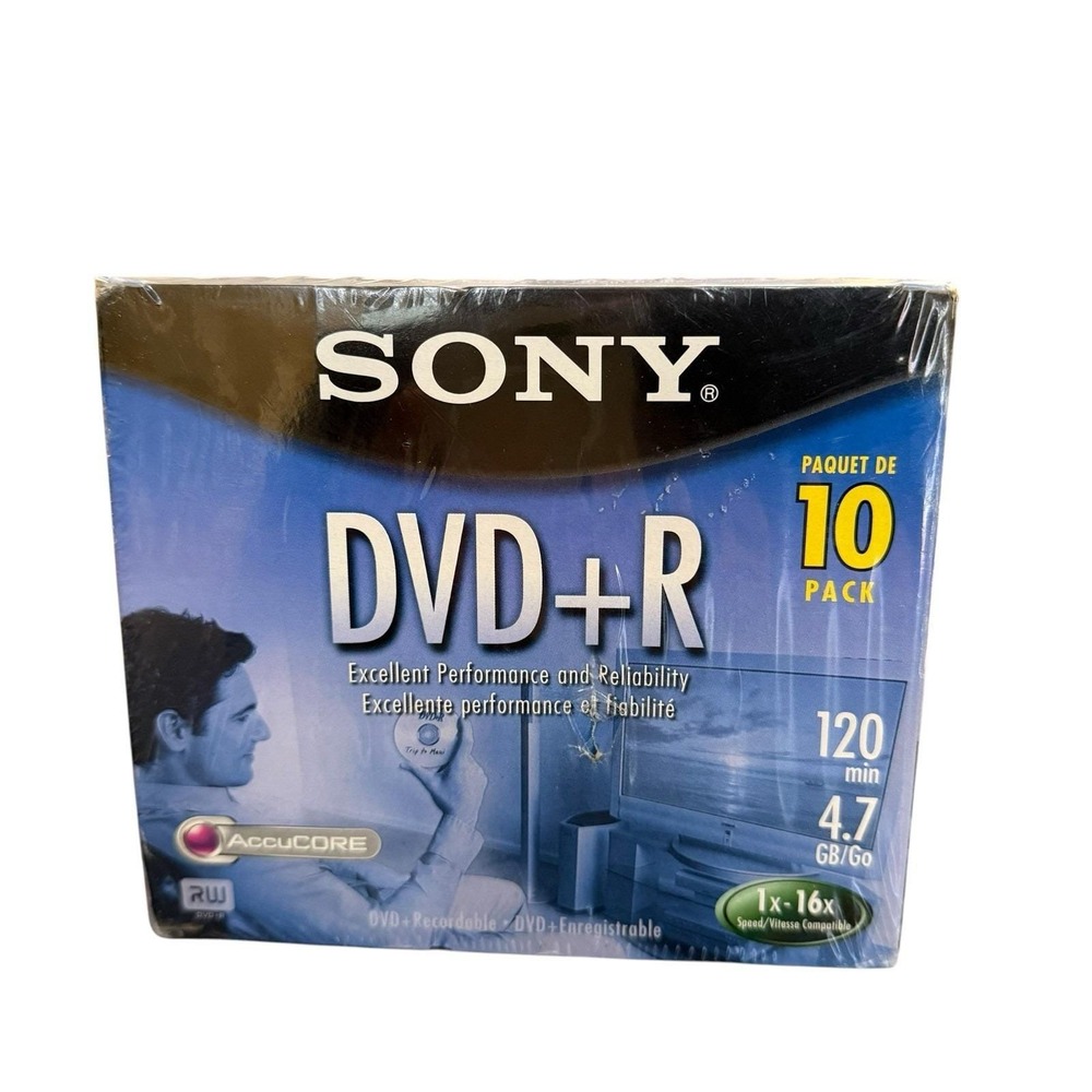 Sony DVD + R 10 Pack Recordable Discs 120 min 4.7 GB Blank New Sealed